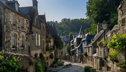 Obraz premium View of the old town of Dinan, Brittany, France.