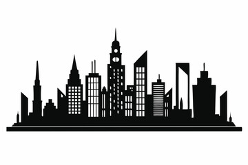 Fototapeta premium city skyline line art silhouette vector illustration