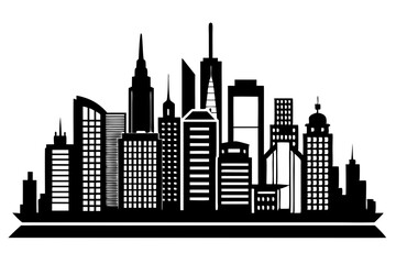 city skyline line art silhouette vector illustration