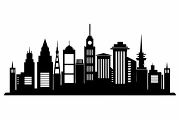 city skyline line art silhouette vector illustration