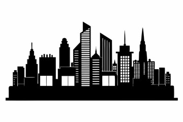 Fototapeta premium city skyline line art silhouette vector illustration