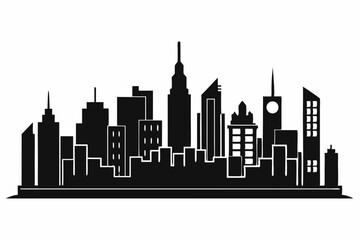Fototapeta premium city skyline line art silhouette vector illustration