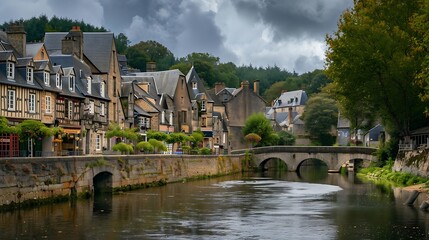 Obraz premium View of the old town of Dinan, Brittany, France.