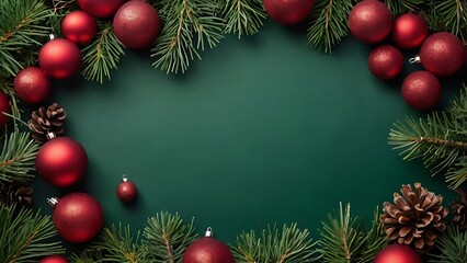christmas background with branches and cones