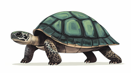Obraz premium Realistic turtle walking on white background illustration. Carapace. Illustration