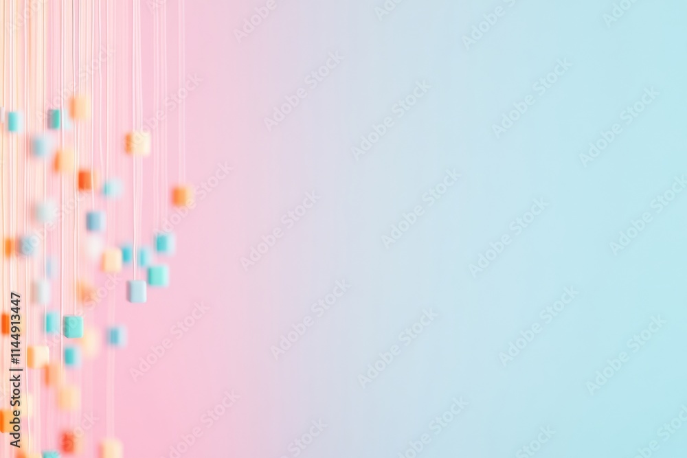 Poster pastel abstract information streams with gradient backdrop in surreal style