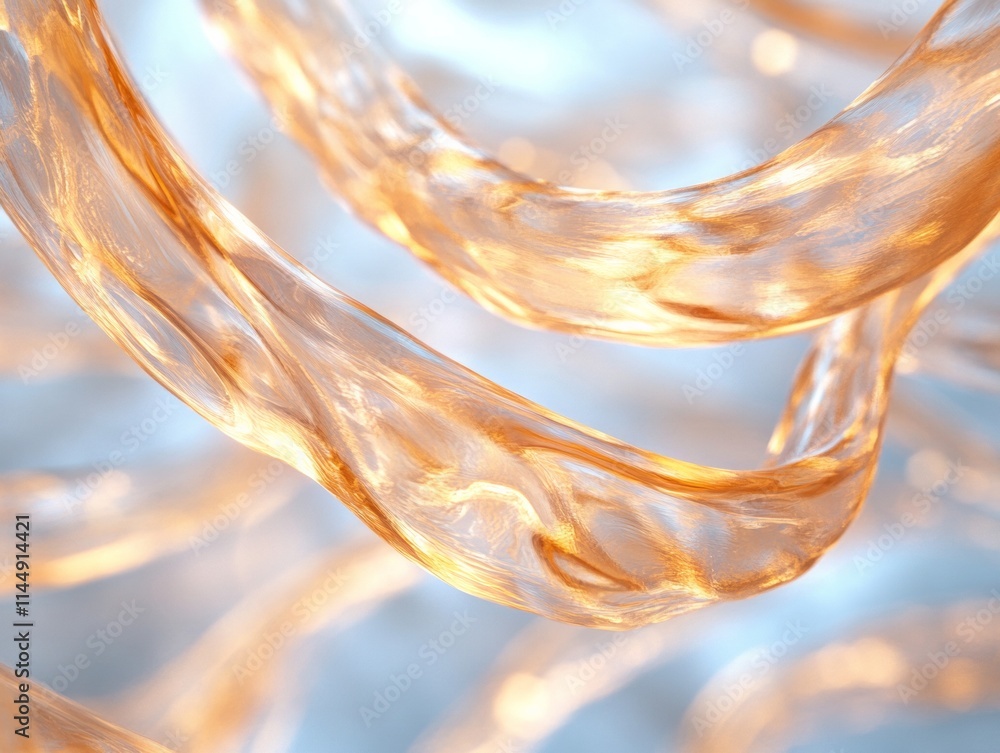 Poster Surreal Fluid Forms Abstract Glowing Patterns in Cool Tones