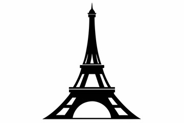 Obraz premium Eiffel tower line art silhouette vector illustration