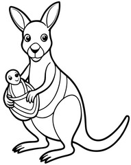 Kangaroo with Baby Joey Coloring Page for Kids