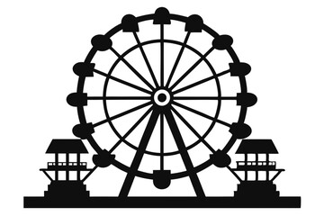 Ferris wheel line art silhouette vector illustration