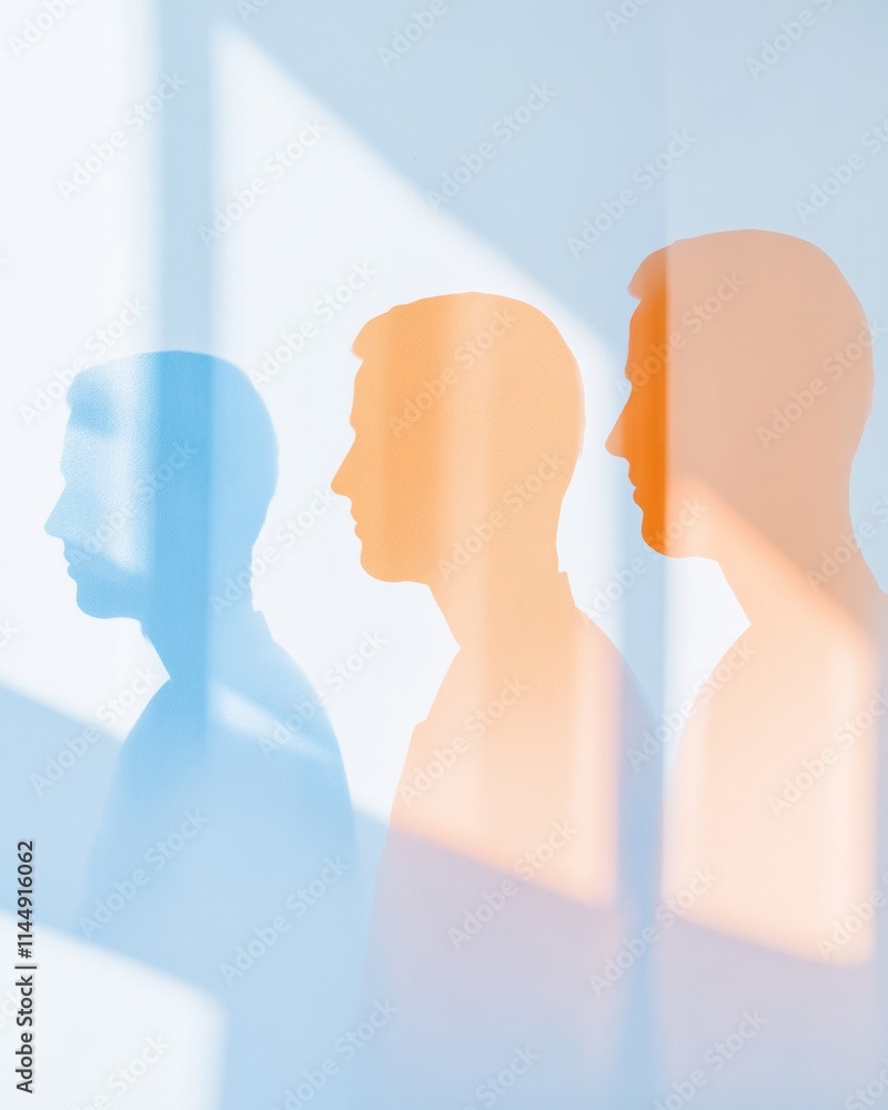 Poster modern silhouettes and abstract reflections in soft lighting a study in civic principles