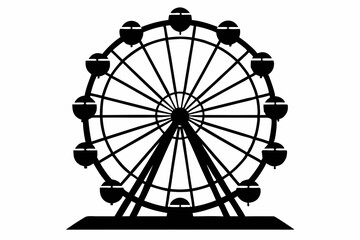 Ferris wheel line art silhouette vector illustration