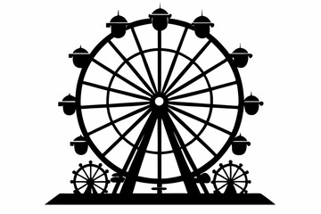Ferris wheel line art silhouette vector illustration