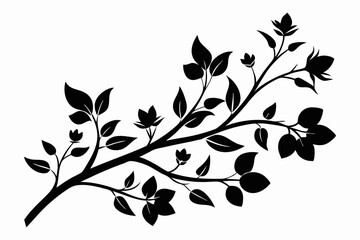 floral branch line art silhouette vector illustration