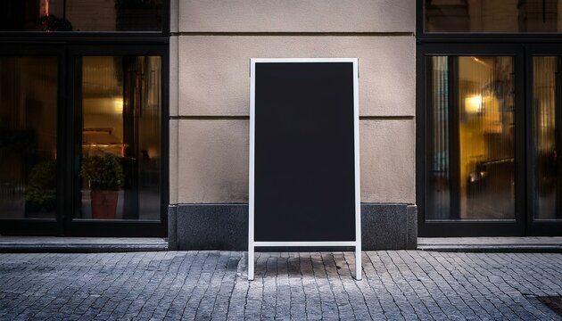 Placa de loja com fundo preto para mockup em rua