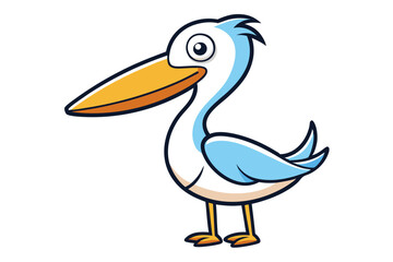 Watercolor Vector of Cartoon Pelican Animation, Isolated on White Background, Vector Illustration, Playful Pelican Design, Hand-drawn Pelican Art, Cute Bird Clipart, Cartoon Bird Vector,