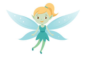 Vector Clip Art of a Cartoon Fairy, Painted in Watercolor, Isolated on White Background, Perfect for Fairy Animation, Fantasy Designs, and Digital Art Projects,