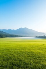 Fototapeta premium Serene Twilight Over Indian Landscape with Pastel Hues and Misty Fields
