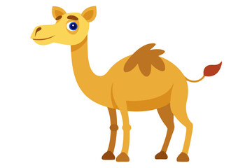 Watercolor Vector of Cartoon Camel Animation, Isolated on White Background, Vector Illustration of Camel Character in Fun, Playful Style for Design,