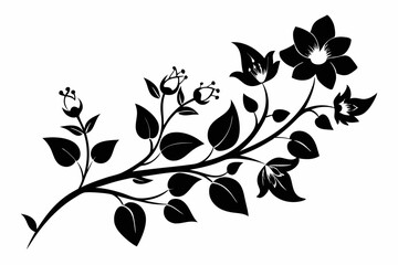 floral branch line art silhouette vector illustration