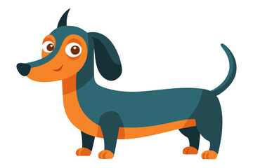 Vector Illustration of a Cartoon Dachshund Animation - Watercolor Painted Dachshund on White Background - Cute Dog Character in Vector Style - Perfect for Animation and Design Project,