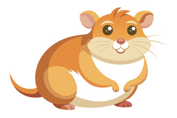 Watercolor Vector Cartoon Hamster Animation - Adorable Hamster Character Isolated on White Background, Cute Animal Illustration in Watercolor Style, Perfect for Children's Designs and Art Projects,