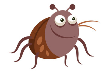 Vector illustration of a cartoon louse animation painted with watercolor, isolated on a white background, fun insect character design, vibrant colors, hand-painted look, perfect for educational or art