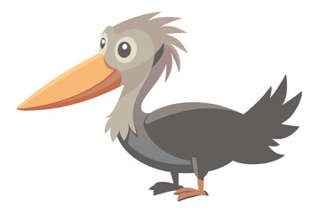 Watercolor Vector of a Cartoon Pelican Animation Isolated on a White Background, Pelican Animation, Vector Illustration for Creative Projects, Unique Hand-Drawn Art for Web and Print,