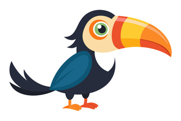 Playful Watercolor Vector of a Cartoon Toucan Bird with Exaggerated Features, Animated in Vibrant Style, Isolated on White Background, Perfect for Creative Designs, Illustrations, and Tropical Themed  © VECTOR BUNDLE