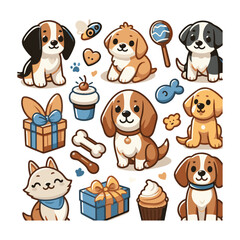 a cartoon drawing of a dog with a white background