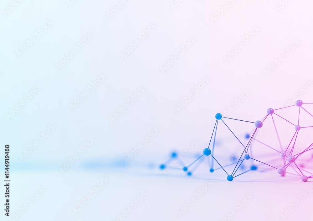 Aufkleber abstract digital network with pastel gradients on white background