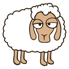 Sheep Tired Bored Look Little Sweet Lamb Bad Mood Design Lover Art Vector Illustration Card T-Shirt Poster Sticker Graphic Print Decorative Drawing Isolated Logo Decoration Symbol Creative Cool Style

