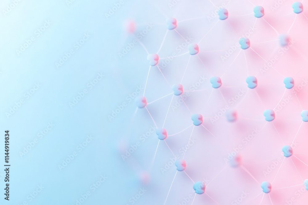 Poster abstract network of pastel nodes on gradient background