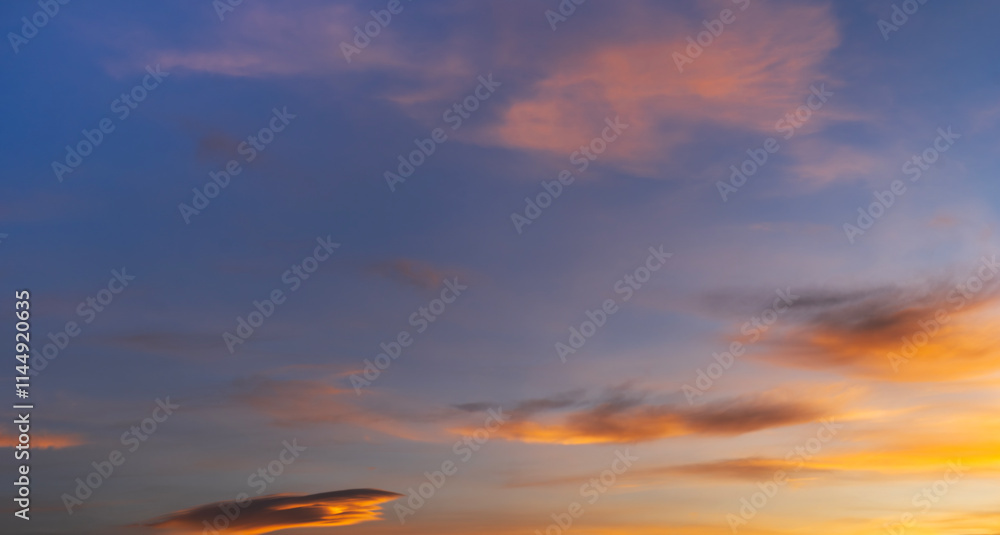 Wall mural sunset sky background. beautiful bright sunset sky with clouds.