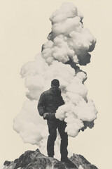 Man Amidst Cloud Explosion