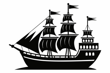 ship line art silhouette vector illustration