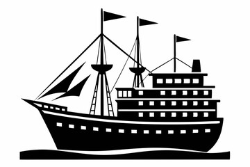 ship line art silhouette vector illustration