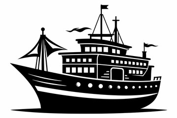 ship line art silhouette vector illustration