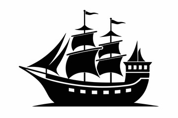 ship line art silhouette vector illustration