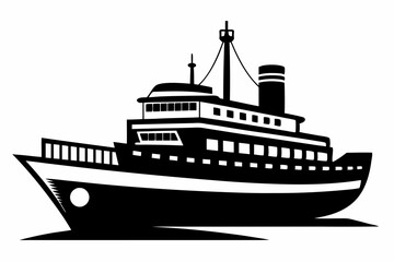 ship line art silhouette vector illustration