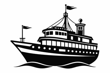 Obraz premium ship line art silhouette vector illustration