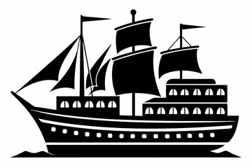 ship line art silhouette vector illustration