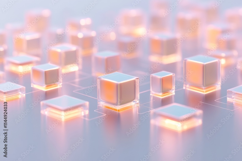 Poster glowing abstract cubes a futuristic representation of financial growth and connectivity