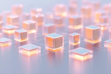 Obraz premium Glowing Abstract Cubes A Futuristic Representation of Financial Growth and Connectivity