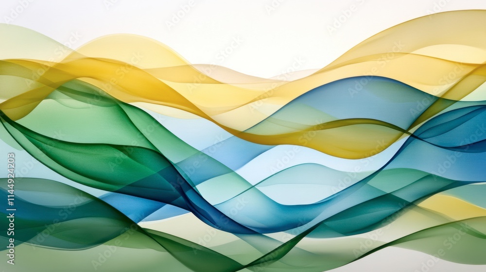 Poster colorful flowing waves in abstract design with soft textures