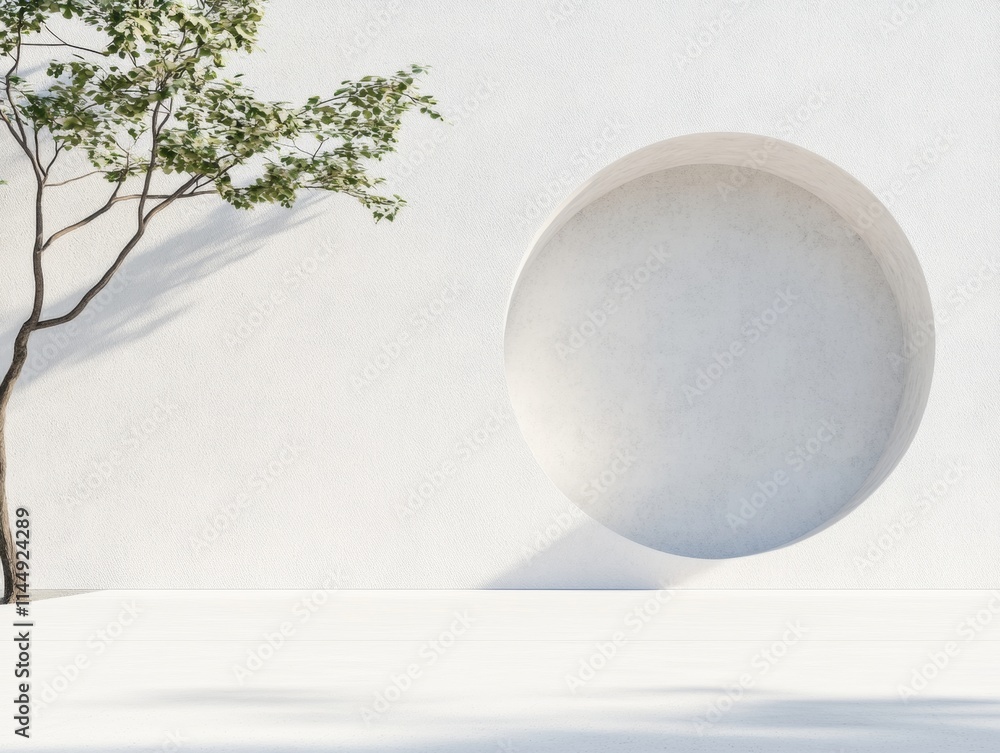 Aufkleber minimalistic abstract space with organic shadow play and textured surfaces