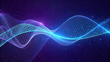 blue fractal line movement, light technology background, copy space. 3d image,