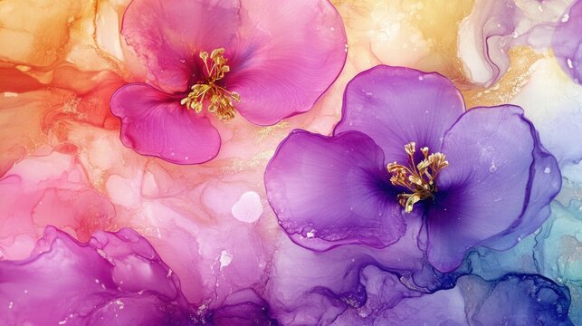 Colorful Abstract Floral Watercolor Painting