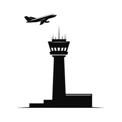 Creative style Airport Control Tower Logo And Icon silhouette vector airport radar and icon vector