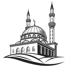High-Quality Mosque Silhouette Vector illustration for Graphic Design isolated on a Transparent background